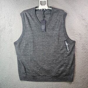 $89 NWT Hart‎ Schaffner Marx 3XB 3X Vest Sweater Men Merino Wool V-Neck Gray